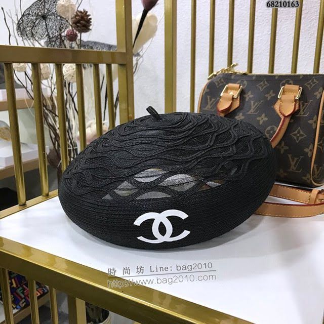 Chanel女士帽子 香奈兒新款波紋設計百搭貝雷帽  mm1408